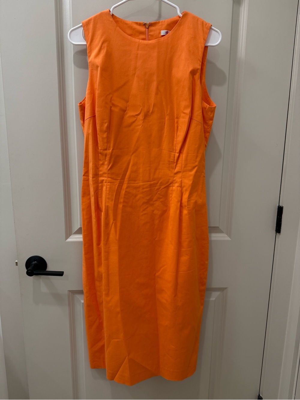 Shoshanna Orange Cotton Sheath Dress Sleeveless Career Summer Midi Sz 12